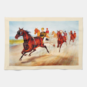 Horse racing tea towel