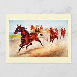 Horse racing vintage art postcard