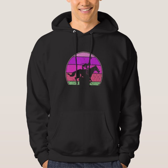 Horse Racing Vintage Retro Sunset Hoodie (Front)