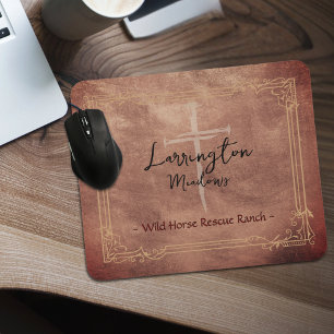 Horse Ranch Business Customisable Cross Logo Mouse Mat