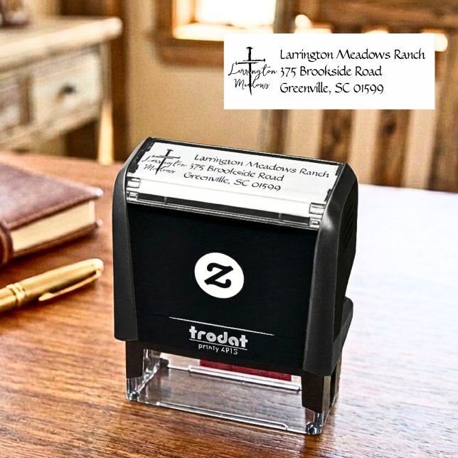 Horse Ranch Business Customisable Cross Logo Self-inking Stamp (Creator Uploaded)