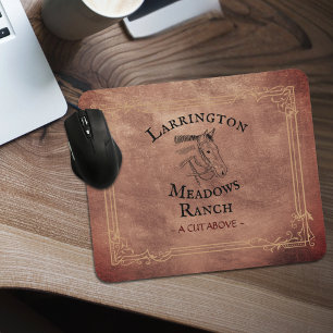 Horse Ranch Business Logo Customizable Western Mouse Mat