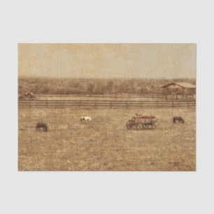 Horse Ranch Country Western Vintage Texture Tissue Paper