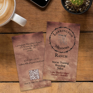 Horse Ranch Customizable Logo QR Code Business Card