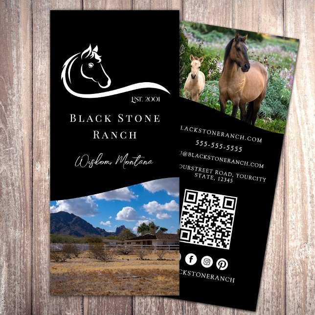 Horse ranch logo equestrian branding address rack card (Horse ranch logo equestrian branding address rack card)