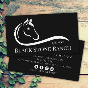 Horse ranch logo equestrian stable branding business card