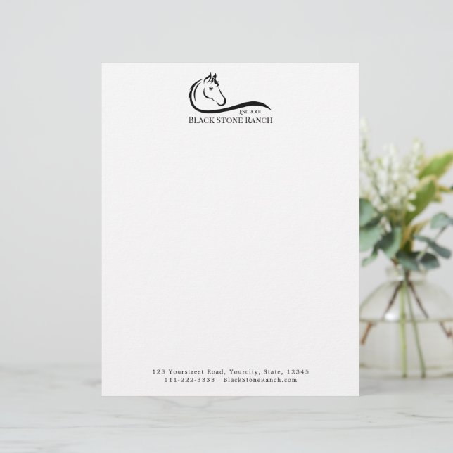 Horse ranch logo equestrian stable branding custom letterhead (Standing Front)