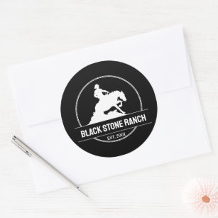 Horse ranch logo reining western barn branding classic round sticker
