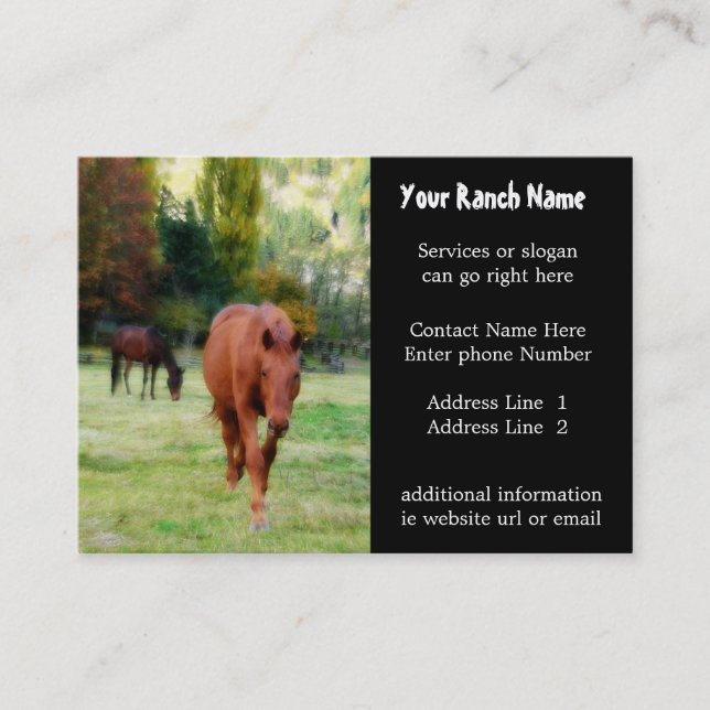 Horse ranch or Farm Supply Business Cards (Front)