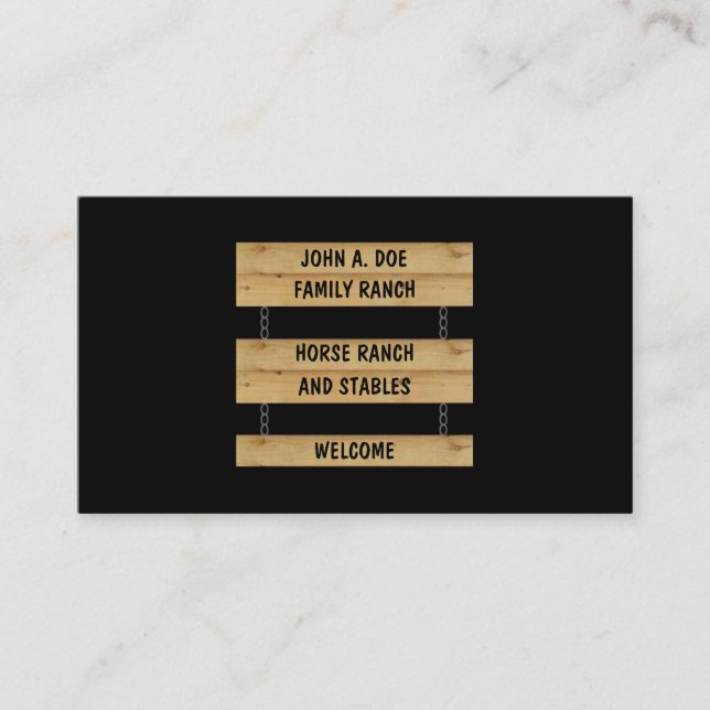 Horse Ranch Stables Cattle Farm Black Business Card (Front)