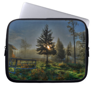 Horse Ranch Sunrise Nature Photo Laptop Sleeve