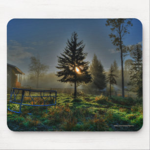 Horse Ranch Sunrise Nature Photo Mouse Mat