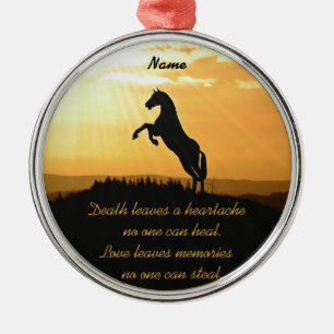 Horse Rearing Silhouette At Sunrise Metal Tree Decoration