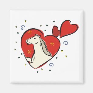 Horse Red Hearts Equine Love Magnet