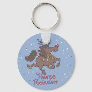 Horse reindeer cartoon illustration key ring