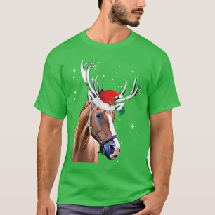 Horse Reindeer Christmas Lights Cute  T-Shirt
