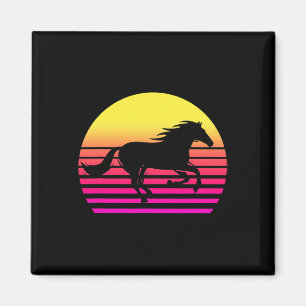 Horse Retro 80s Horse Gift Horse Riding Horseback  Magnet