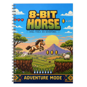 Horse, Retro 8-Bit Pixel Art Notebook