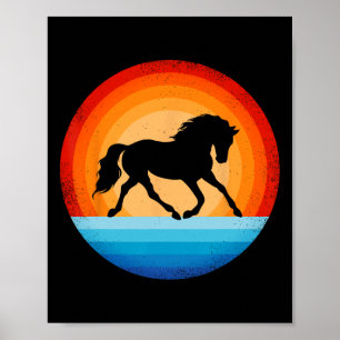 Horse Retro Vintage Sunset Farm Horseback Riding E Poster