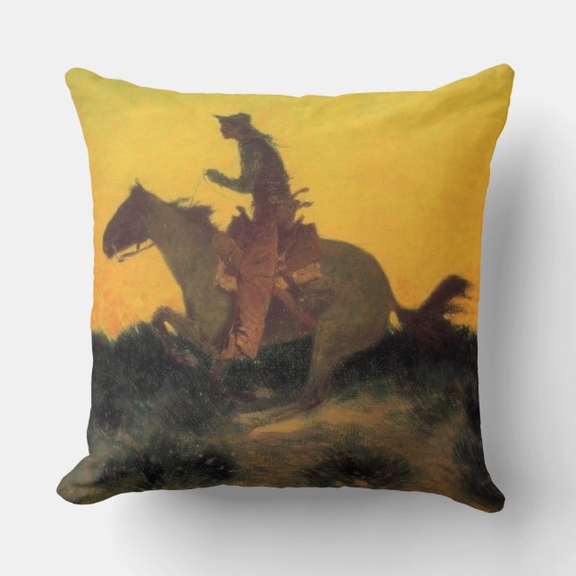 Horse Rider Against the Sunset (by Remington) Cushion (Front)