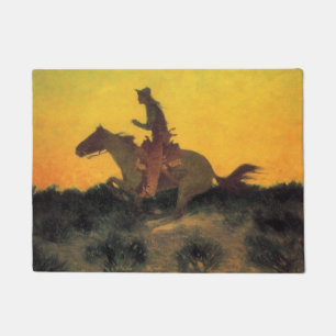 Horse Rider Against the Sunset in the Wild West Doormat