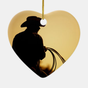 Horse Rider and Rope into the Sunset Ceramic Tree Decoration