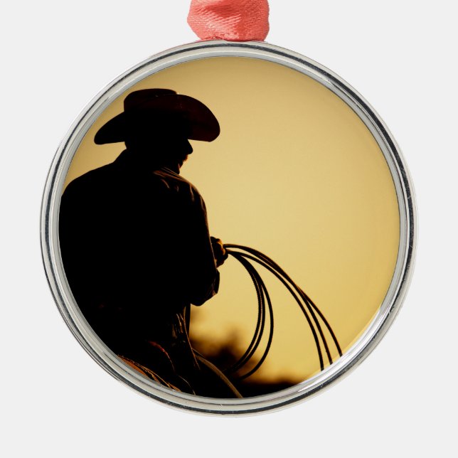 Horse Rider and Rope into the Sunset Metal Tree Decoration (Front)