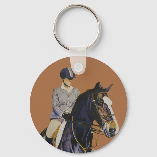 Horse & Rider at Horseshow Round Keychain (Front)