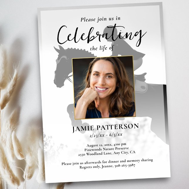 Horse Rider Celebration of Life Photo Funeral Invitation (Creator Uploaded)