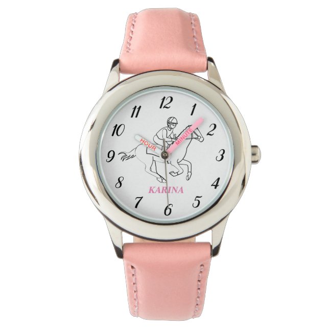 Horse rider Dressage Equestrian Horse Pink Kids   Watch (Front)