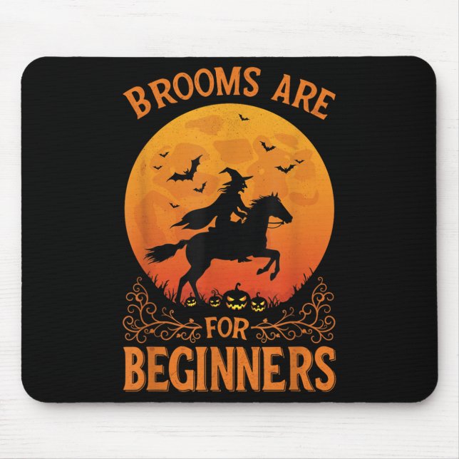 Horse Rider Halloween Equestrian Brooms Are For Be Mouse Mat (Front)