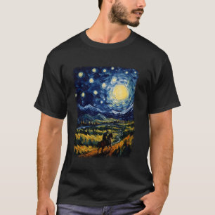 Horse Rider Horseback Riding Dressage Starry Night T-Shirt