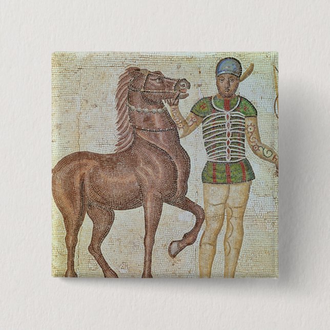Horse rider in racing colours 15 cm square badge (Front)