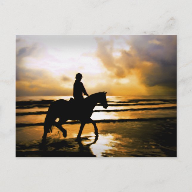 HORSE RIDER ON BEACH POSTCARD (Front)
