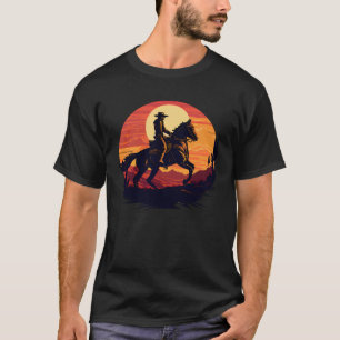 Horse Rider Retro Vintage Sunset Horse Girl Graph T-Shirt