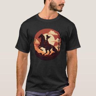 Horse Rider Retro Vintage Sunset Horse Girl Graph T-Shirt