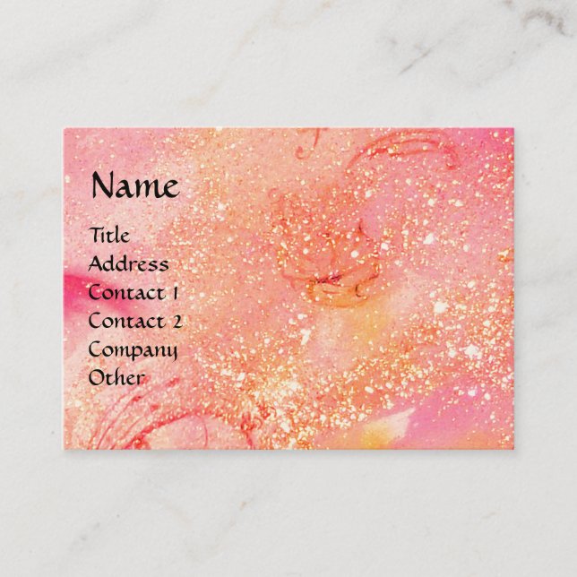 HORSE RIDERS IN NIGHT bright pink,gold sparkles Business Card (Front)