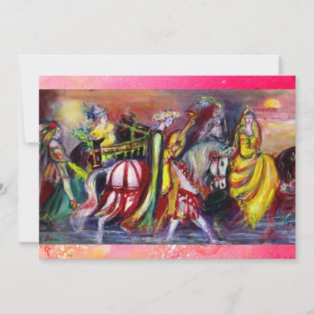 HORSE RIDERS ,MUSIC IN NIGHT, Pink Gold sparkles Announcement (Front)