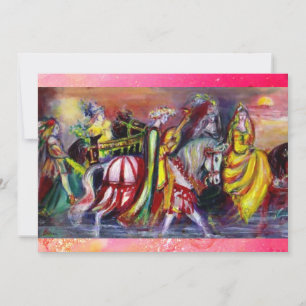 HORSE RIDERS ,MUSIC IN NIGHT, Pink Gold sparkles Announcement