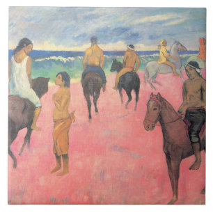 Horse Riders on the Beach in Tahiti (by Gaugin) Tile