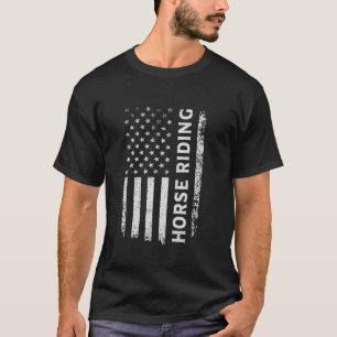 Horse Riding American Flag Distressed Patriotic T-Shirt
