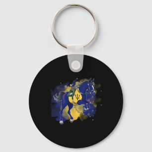 Horse Riding Barbados Flag Key Ring