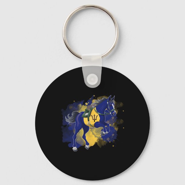 Horse Riding Barbados Flag  Key Ring (Front)