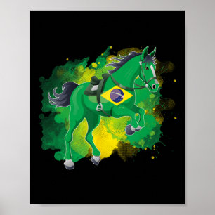 Horse Riding Brazil Flag Poster