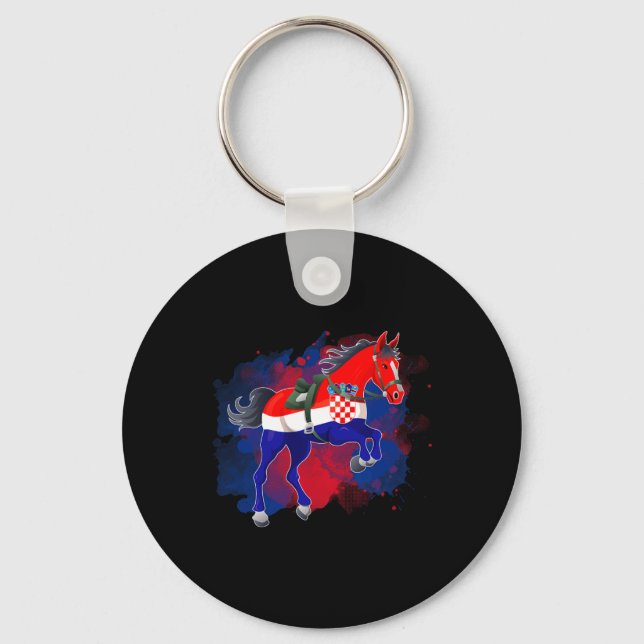 Horse Riding Croatia Flag  Key Ring (Front)