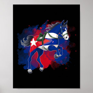 Horse Riding Cuba Flag Poster