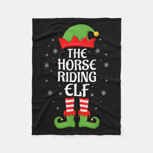 Horse Riding Elf Xmas Family Matching Elf Squad Ch Fleece Blanket (Front)