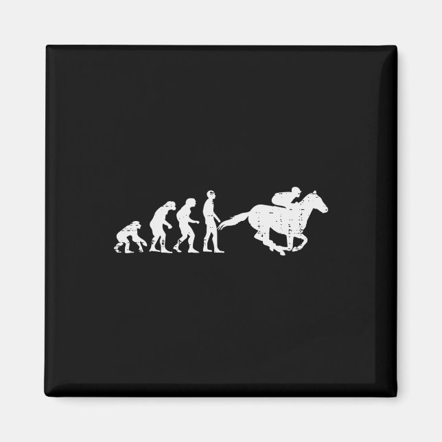 Horse Riding Evolution Funny Horseback Racing Eque Magnet (Front)