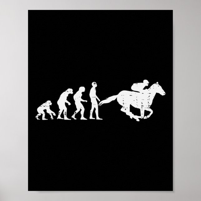 Horse Riding Evolution Funny Horseback Racing Eque Poster (Front)