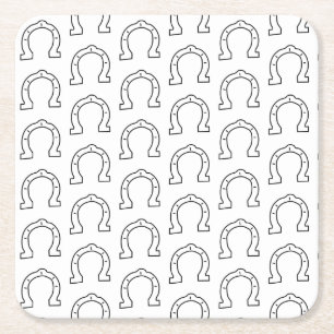 Horse Riding Gang Horseshoe Print Square Paper Coaster
